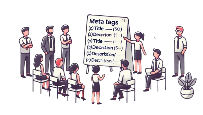 Meta tags visualization showing title and description in search results